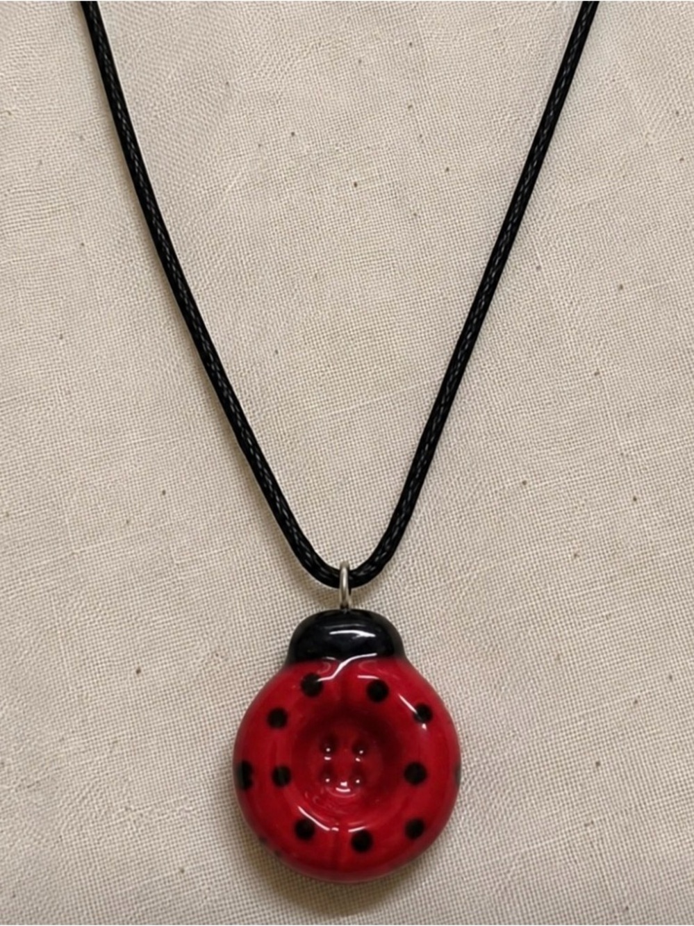 Handmade Red Ladybug Pendant Necklace